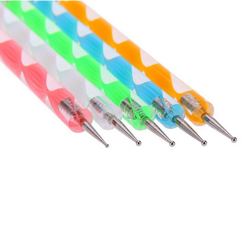 Divas galviņas Metāla punktveida vaska pildspalva Rhinestones Gem Picker Crystal Picking Nagu mākslas kniedes Profesionāli Dotter DIY Point Drill Tools