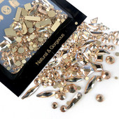 250 gab Rhinetone DIY Mix dārgakmeņi Plakana aizmugure Lieli strass, strass nagu mākslas rotājumi