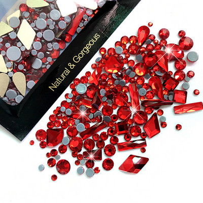 250 gab Rhinetone DIY Mix dārgakmeņi Plakana aizmugure Lieli strass, strass nagu mākslas rotājumi