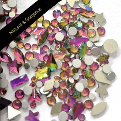 250 gab Rhinetone DIY Mix dārgakmeņi Plakana aizmugure Lieli strass, strass nagu mākslas rotājumi