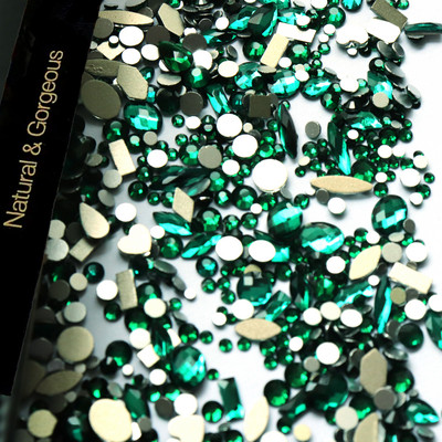 250 gab Rhinetone DIY Mix dārgakmeņi Plakana aizmugure Lieli strass, strass nagu mākslas rotājumi