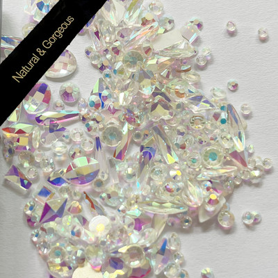 250 gab Rhinetone DIY Mix dārgakmeņi Plakana aizmugure Lieli strass, strass nagu mākslas rotājumi