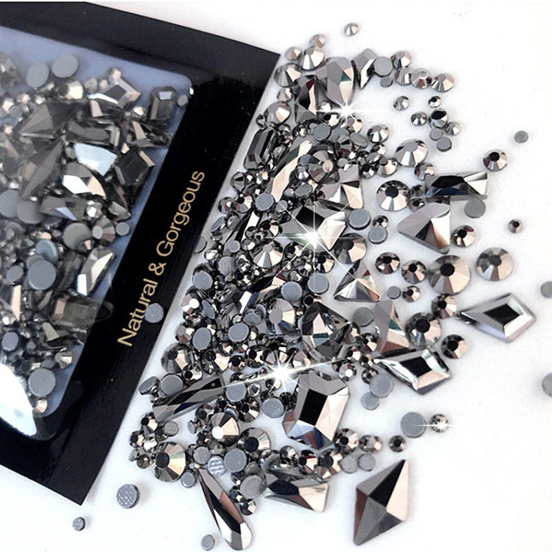 250 gab Rhinetone DIY Mix dārgakmeņi Plakana aizmugure Lieli strass, strass nagu mākslas rotājumi