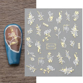 Bronzējošas lapas Uzlīmes nagiem Abstraktas līnijas Glezniecība Uzlīmes Ziedi Dzīvnieki Mīlas Līmes Slīdnes Dekorācijas FBTH1105