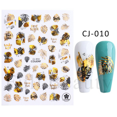 Bronzējošas lapas Uzlīmes nagiem Abstraktas līnijas Glezniecība Uzlīmes Ziedi Dzīvnieki Mīlas Līmes Slīdnes Dekorācijas FBTH1105