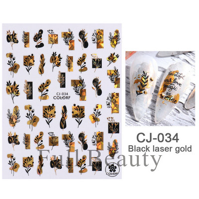 Bronzējošas lapas Uzlīmes nagiem Abstraktas līnijas Glezniecība Uzlīmes Ziedi Dzīvnieki Mīlas Līmes Slīdnes Dekorācijas FBTH1105