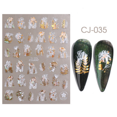 Bronzējošas lapas Uzlīmes nagiem Abstraktas līnijas Glezniecība Uzlīmes Ziedi Dzīvnieki Mīlas Līmes Slīdnes Dekorācijas FBTH1105