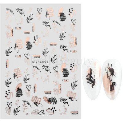 3D rudens nagu uzlīmes Zelta lapu kokvilnas ziedi pārnēsāšanas uzlīmes nagu līmējošās slīdnes Manikīrs 2022. gada rudens rotājumi TRSTZ-SJ