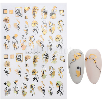 3D rudens nagu uzlīmes Zelta lapu kokvilnas ziedi pārnēsāšanas uzlīmes nagu līmējošās slīdnes Manikīrs 2022. gada rudens rotājumi TRSTZ-SJ