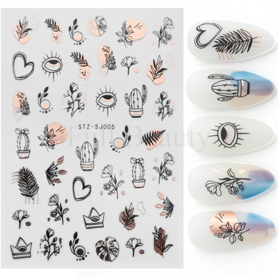 3D rudens nagu uzlīmes Zelta lapu kokvilnas ziedi pārnēsāšanas uzlīmes nagu līmējošās slīdnes Manikīrs 2022. gada rudens rotājumi TRSTZ-SJ