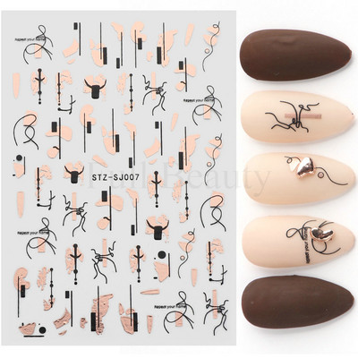 3D rudens nagu uzlīmes Zelta lapu kokvilnas ziedi pārnēsāšanas uzlīmes nagu līmējošās slīdnes Manikīrs 2022. gada rudens rotājumi TRSTZ-SJ