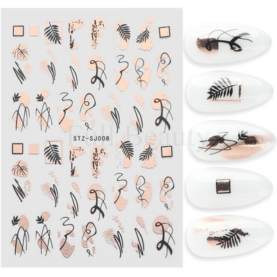 3D rudens nagu uzlīmes Zelta lapu kokvilnas ziedi pārnēsāšanas uzlīmes nagu līmējošās slīdnes Manikīrs 2022. gada rudens rotājumi TRSTZ-SJ