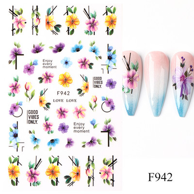 3D rudens nagu uzlīmes Zelta lapu kokvilnas ziedi pārnēsāšanas uzlīmes nagu līmējošās slīdnes Manikīrs 2022. gada rudens rotājumi TRSTZ-SJ