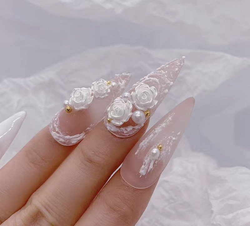 3D White Aurora Camellia Nail Art Charms Rhinestones 90GB Rotaslietas Akrila sveķu Dekorācijas DIY Amatniecība Ziedi Manikīra dizains