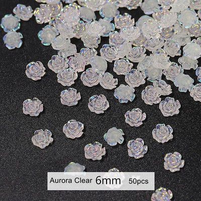 50kom 3D cvijet kamelije ukras za nokte 50kom smola bijela crna aurora ruža DIY francuski nokti šarm nakit dodaci