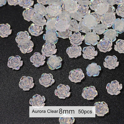 50kom 3D cvijet kamelije ukras za nokte 50kom smola bijela crna aurora ruža DIY francuski nokti šarm nakit dodaci