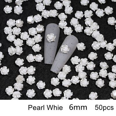 50kom 3D cvijet kamelije ukras za nokte 50kom smola bijela crna aurora ruža DIY francuski nokti šarm nakit dodaci