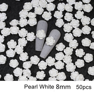 50kom 3D cvijet kamelije ukras za nokte 50kom smola bijela crna aurora ruža DIY francuski nokti šarm nakit dodaci