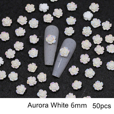 50kom 3D cvijet kamelije ukras za nokte 50kom smola bijela crna aurora ruža DIY francuski nokti šarm nakit dodaci