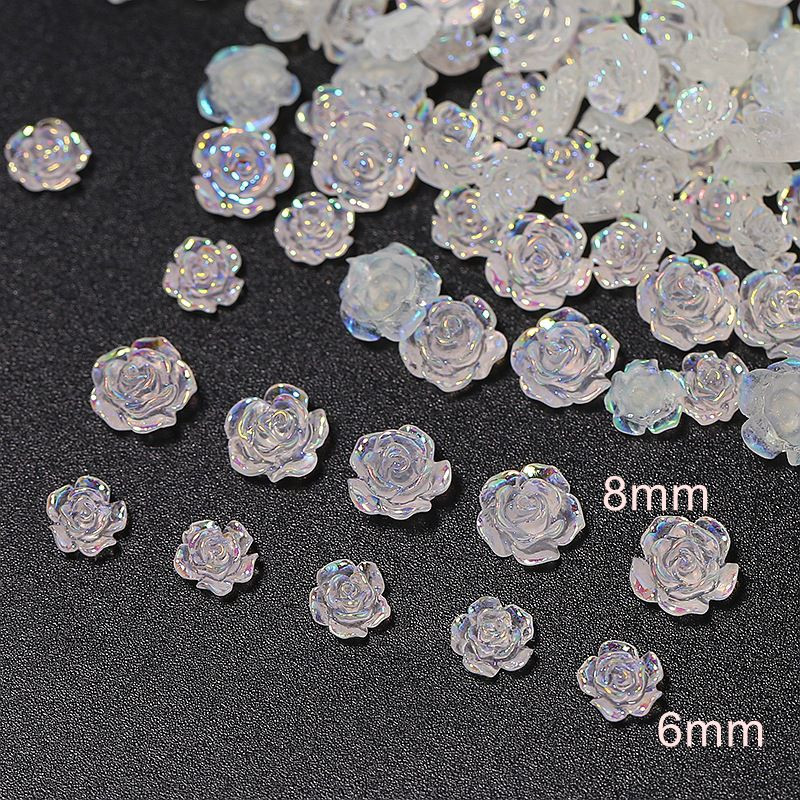 50kom 3D cvijet kamelije ukras za nokte 50kom smola bijela crna aurora ruža DIY francuski nokti šarm nakit dodaci