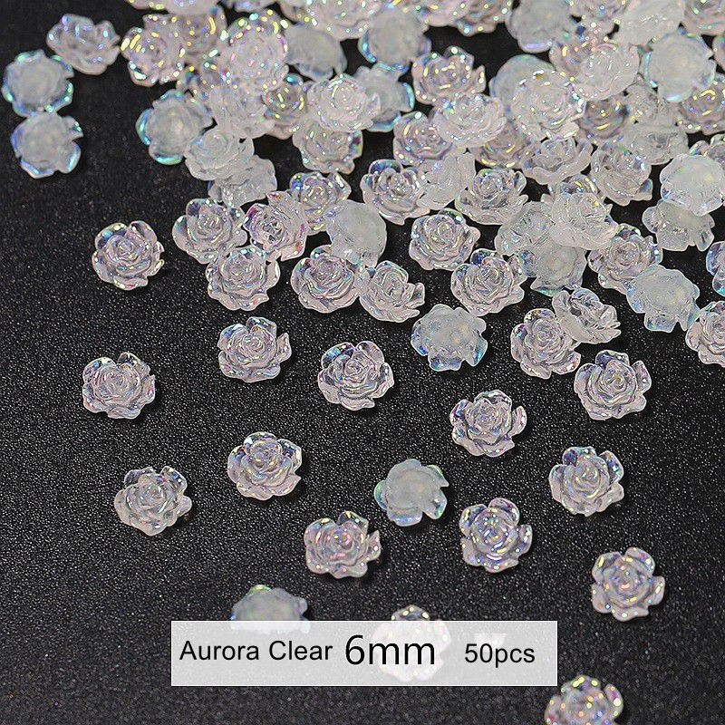 50kom 3D cvijet kamelije ukras za nokte 50kom smola bijela crna aurora ruža DIY francuski nokti šarm nakit dodaci