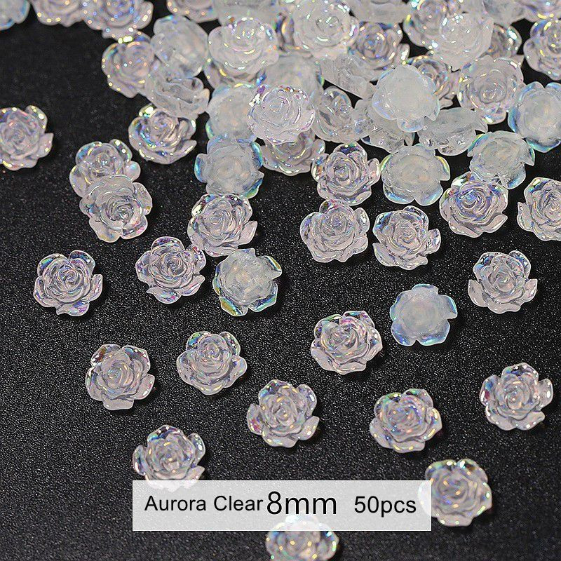 50kom 3D cvijet kamelije ukras za nokte 50kom smola bijela crna aurora ruža DIY francuski nokti šarm nakit dodaci