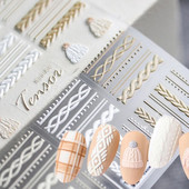 3D ziemas džempera piekariņš Desgin akrila gravēta nagu uzlīme Pašlīmējoša nagu pārnešanas slīdņi Raps manikīra folijas