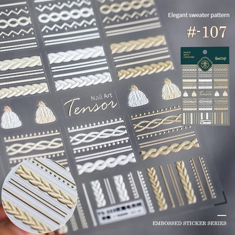 3D ziemas džempera piekariņš Desgin akrila gravēta nagu uzlīme Pašlīmējoša nagu pārnešanas slīdņi Raps manikīra folijas