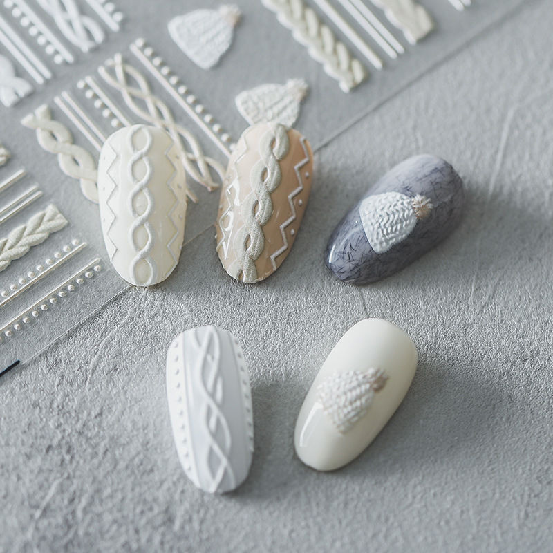 3D ziemas džempera piekariņš Desgin akrila gravēta nagu uzlīme Pašlīmējoša nagu pārnešanas slīdņi Raps manikīra folijas