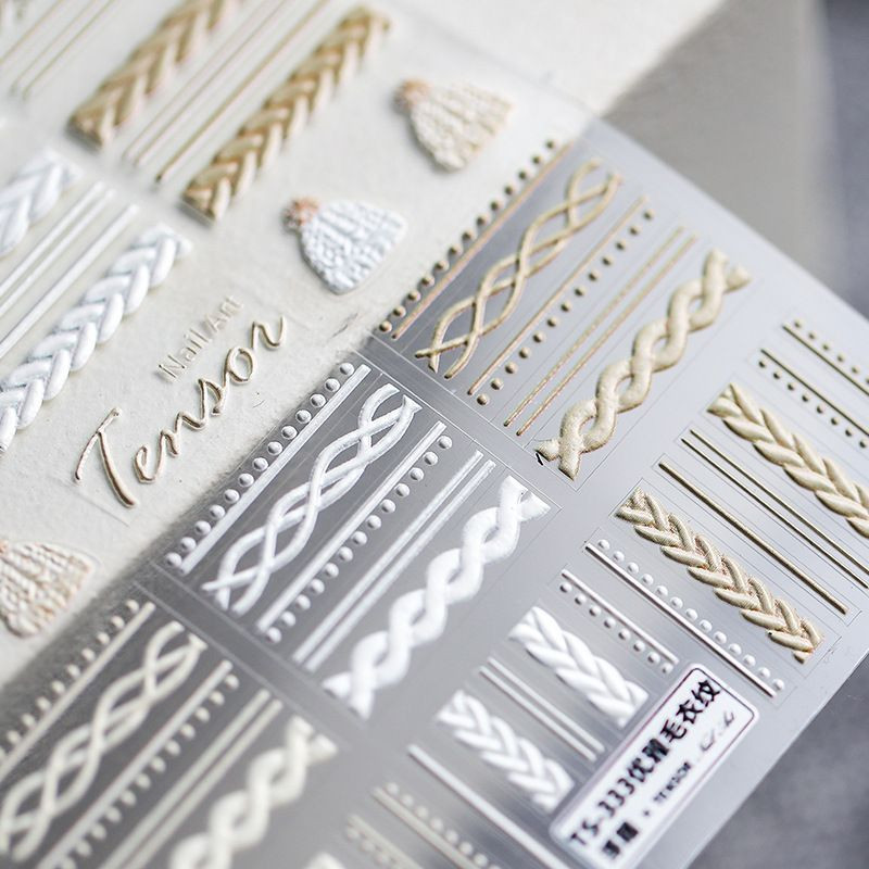 3D ziemas džempera piekariņš Desgin akrila gravēta nagu uzlīme Pašlīmējoša nagu pārnešanas slīdņi Raps manikīra folijas