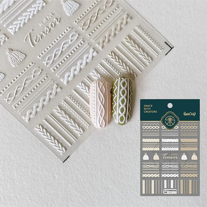 3D ziemas džempera piekariņš Desgin akrila gravēta nagu uzlīme Pašlīmējoša nagu pārnešanas slīdņi Raps manikīra folijas