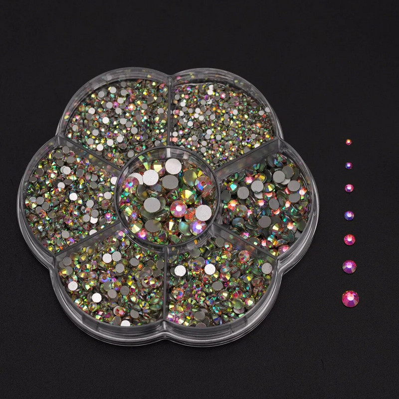 Crystal AB Csillogó Nem Hotfix Strasszkövek Barkácsolás Kézműves Üveg Gyémánt Lapos Ragasztó Köröm Art Bűbáj Dekorációk Kiegészítők Kövek