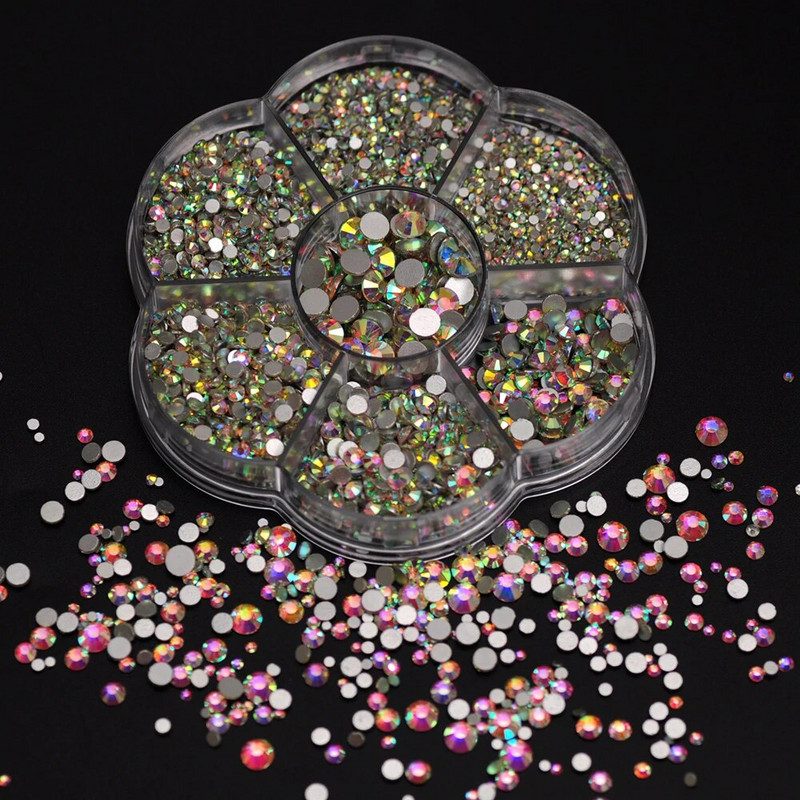 Crystal AB Csillogó Nem Hotfix Strasszkövek Barkácsolás Kézműves Üveg Gyémánt Lapos Ragasztó Köröm Art Bűbáj Dekorációk Kiegészítők Kövek