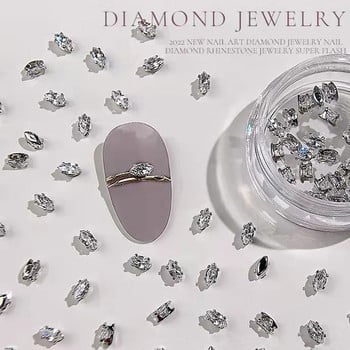 40 бр. Блестящ кристален 3D дизайн на ноктите със кристали Декорации Форма Плосък стъклен диамант Дизайн на бижута Аксесоари за маникюр