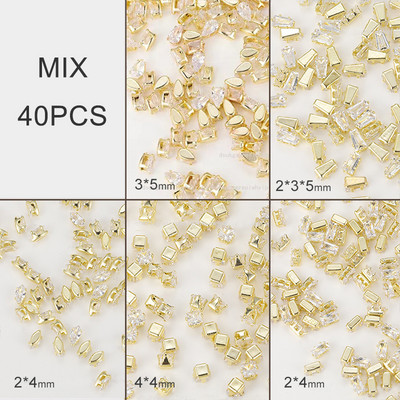 40 gab. Spīdīga kristāla 3D nagu mākslas kalnu strēles rotājumi forma plakana stikla dimanta rotaslietas dizaina manikīra aksesuāri