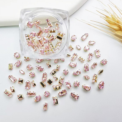 40 gab. Spīdīga kristāla 3D nagu mākslas kalnu strēles rotājumi forma plakana stikla dimanta rotaslietas dizaina manikīra aksesuāri