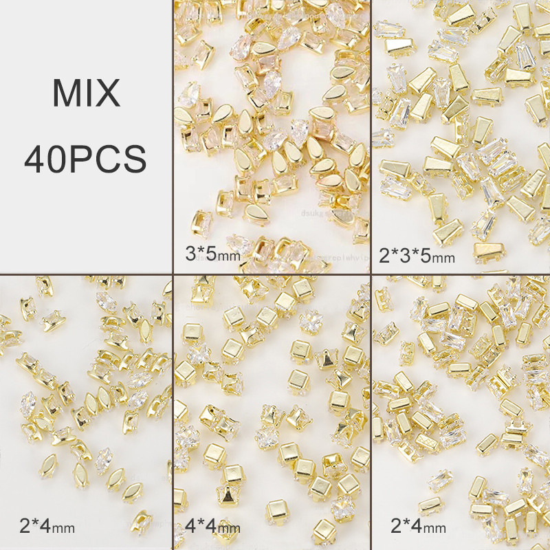 40 gab. Spīdīga kristāla 3D nagu mākslas kalnu strēles rotājumi forma plakana stikla dimanta rotaslietas dizaina manikīra aksesuāri