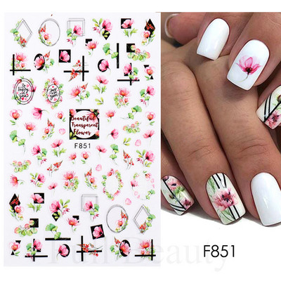 Autocolante pentru unghii cu flori din dantela 3D, flori violete, fluture, vara, autocolante pentru unghii, decorațiuni, adeziv, glisor, tatuaj, manichiură