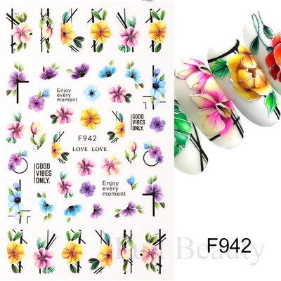 Autocolante pentru unghii cu flori din dantela 3D, flori violete, fluture, vara, autocolante pentru unghii, decorațiuni, adeziv, glisor, tatuaj, manichiură