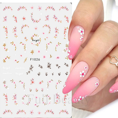 Autocolante pentru unghii cu flori din dantela 3D, flori violete, fluture, vara, autocolante pentru unghii, decorațiuni, adeziv, glisor, tatuaj, manichiură