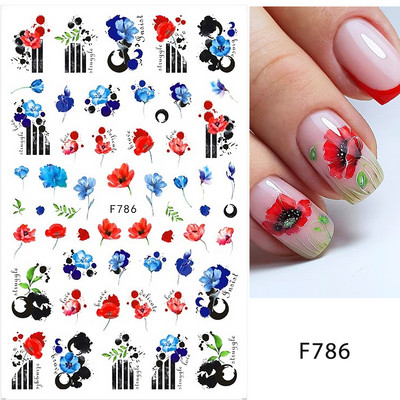 Autocolante pentru unghii cu flori din dantela 3D, flori violete, fluture, vara, autocolante pentru unghii, decorațiuni, adeziv, glisor, tatuaj, manichiură