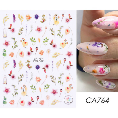 Autocolante pentru unghii cu flori din dantela 3D, flori violete, fluture, vara, autocolante pentru unghii, decorațiuni, adeziv, glisor, tatuaj, manichiură