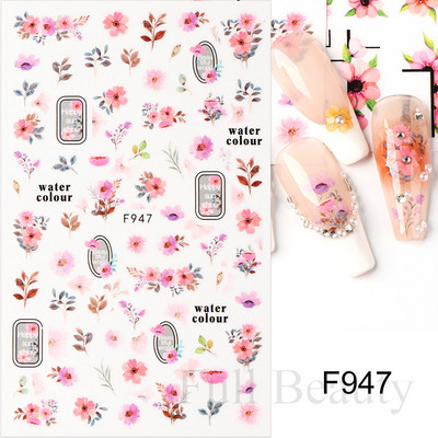 Autocolante pentru unghii cu flori din dantela 3D, flori violete, fluture, vara, autocolante pentru unghii, decorațiuni, adeziv, glisor, tatuaj, manichiură