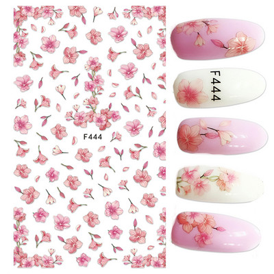 Autocolante pentru unghii cu flori din dantela 3D, flori violete, fluture, vara, autocolante pentru unghii, decorațiuni, adeziv, glisor, tatuaj, manichiură