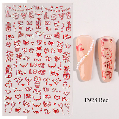 Melnbalta Mīlestības Sirds 3D Nagu Uzlīmes Valentīna Dizains Zelta ģeometrija Viļņu Līnijas Svītras Zvaigznes Slīdnes Manikīra Dekorācija