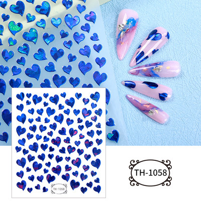 Melnbalta Mīlestības Sirds 3D Nagu Uzlīmes Valentīna Dizains Zelta ģeometrija Viļņu Līnijas Svītras Zvaigznes Slīdnes Manikīra Dekorācija