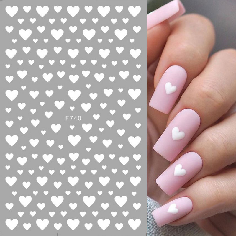 Melnbalta Mīlestības Sirds 3D Nagu Uzlīmes Valentīna Dizains Zelta ģeometrija Viļņu Līnijas Svītras Zvaigznes Slīdnes Manikīra Dekorācija