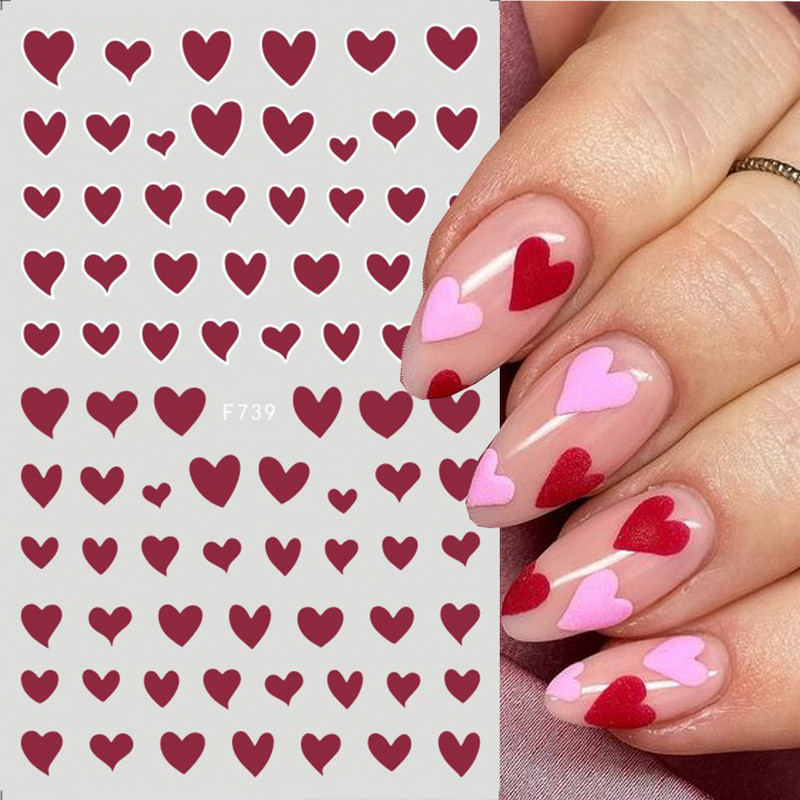 Melnbalta Mīlestības Sirds 3D Nagu Uzlīmes Valentīna Dizains Zelta ģeometrija Viļņu Līnijas Svītras Zvaigznes Slīdnes Manikīra Dekorācija