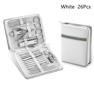 26 tk roostevabast terasest küünekäärid küünenaha käärid pediküüri nuga pediküüri lükkamiseks küüneviilid nahast ümbris maniküüri komplektid