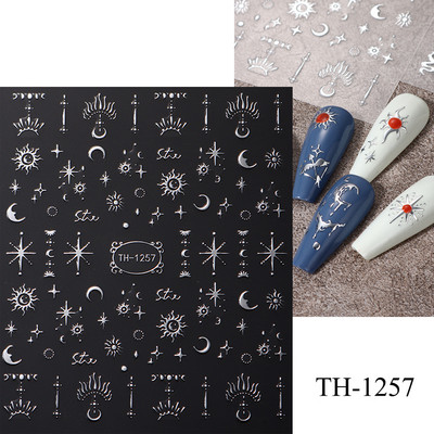 3D hologrāfiskas mīlestības sirds nagu uzlīmes zelta bronzas zvaigznes mēness slīdņi lāzera sudraba hroma nagu māksla DIY manikīra dekorēšana